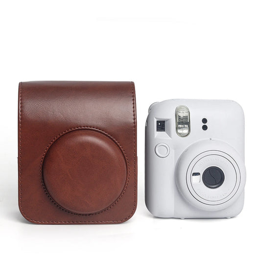 For Instax Mini 12 Camera Case PU Leather Soft Silicone Cover Camera Bag for Fujifilm Film Bag with Shoulder Strap