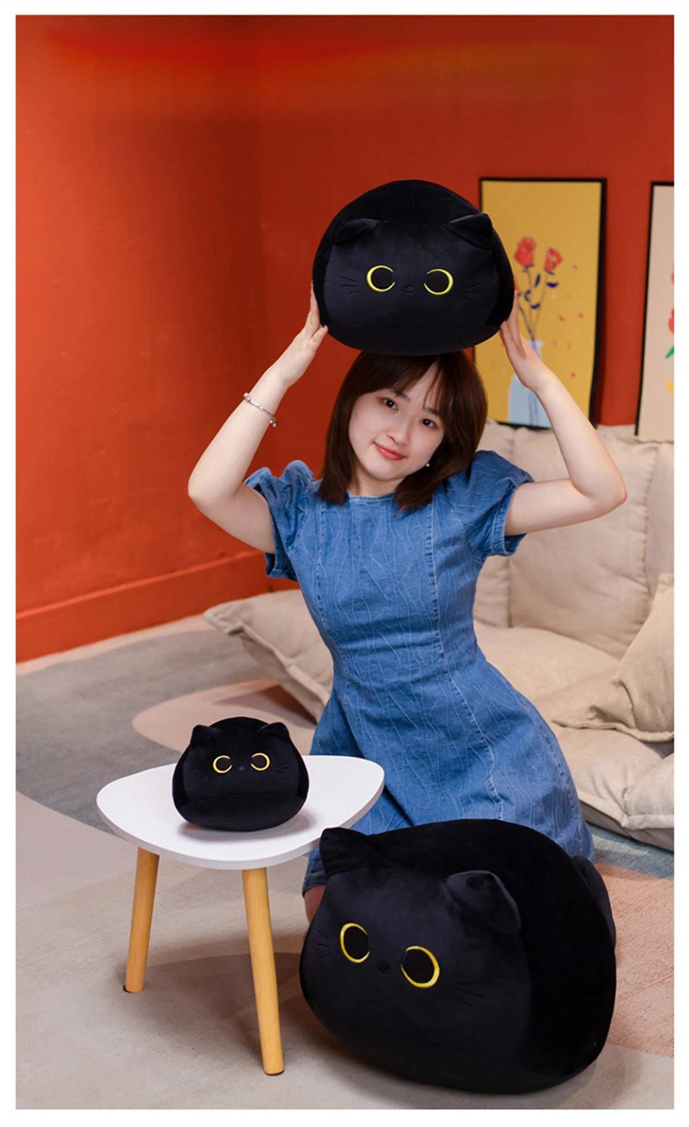 25cm Kawaii Black Cat Plush Toy Soft Stuffed Animal Pillow Black Cat Plush Doll Baby Toys Plushie Christmas Gift for Kids Girls - Deems