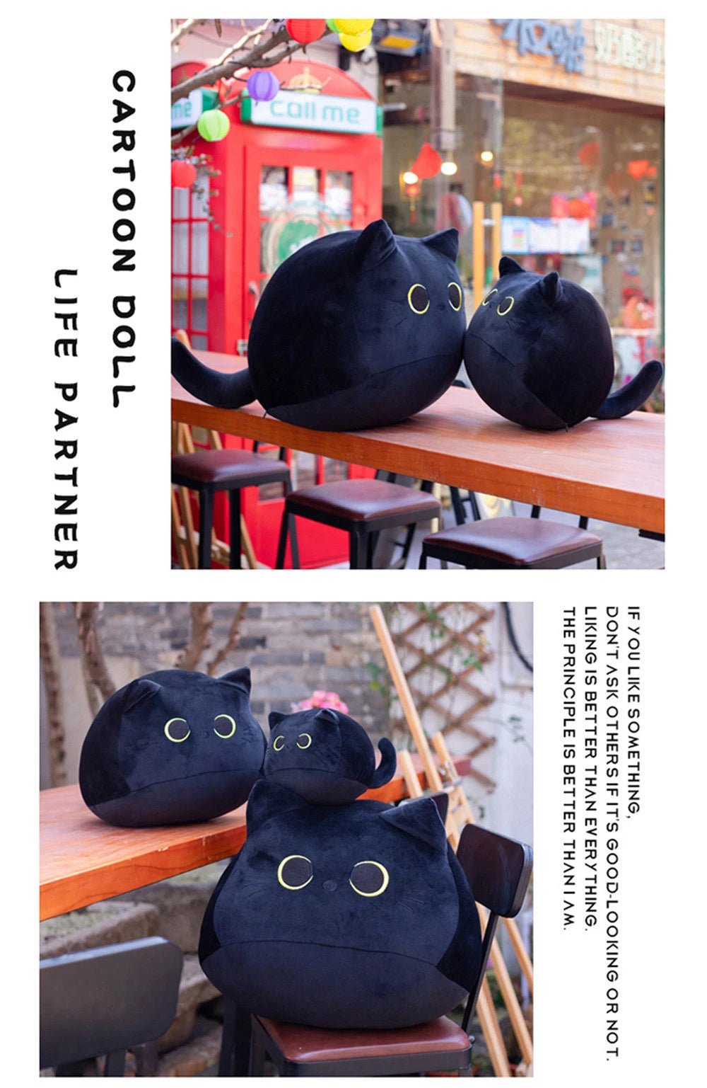 25cm Kawaii Black Cat Plush Toy Soft Stuffed Animal Pillow Black Cat Plush Doll Baby Toys Plushie Christmas Gift for Kids Girls - Deems