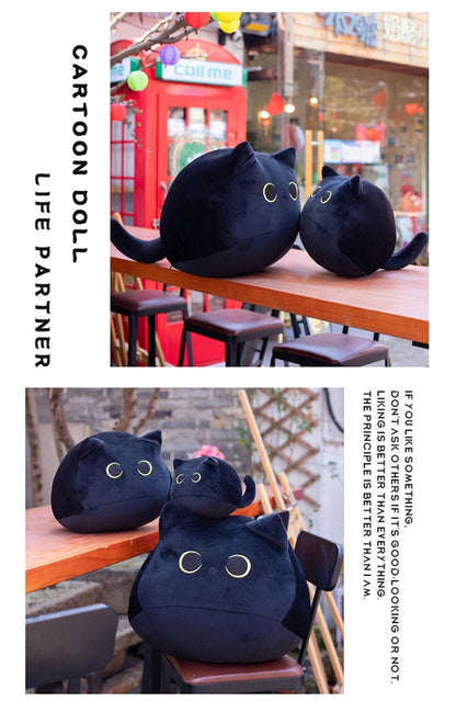 25cm Kawaii Black Cat Plush Toy Soft Stuffed Animal Pillow Black Cat Plush Doll Baby Toys Plushie Christmas Gift for Kids Girls - Deems