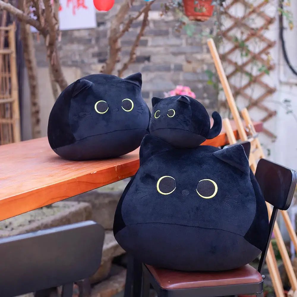 25cm Kawaii Black Cat Plush Toy Soft Stuffed Animal Pillow Black Cat Plush Doll Baby Toys Plushie Christmas Gift for Kids Girls - Deems