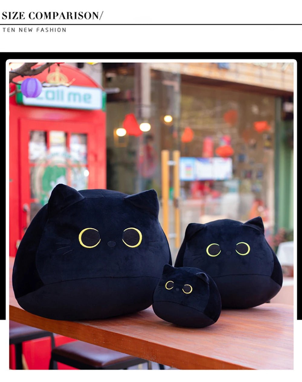25cm Kawaii Black Cat Plush Toy Soft Stuffed Animal Pillow Black Cat Plush Doll Baby Toys Plushie Christmas Gift for Kids Girls - Deems