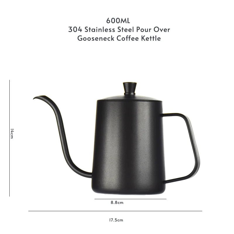 304 Stainless Steel 600ml Long Gooseneck Spout Barista Espresso Coffee Maker Kettle Teapot Accessories Tools - Deems