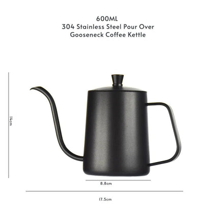 304 Stainless Steel 600ml Long Gooseneck Spout Barista Espresso Coffee Maker Kettle Teapot Accessories Tools - Deems