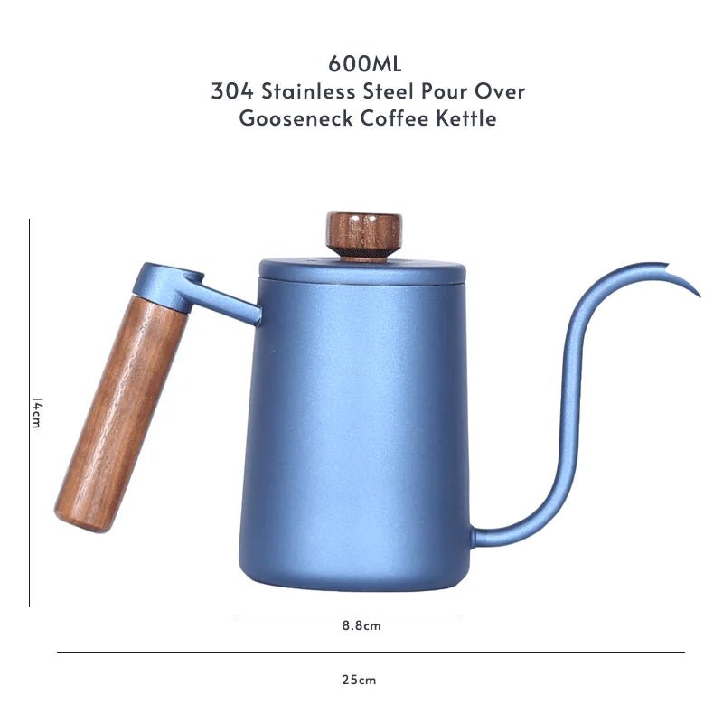 304 Stainless Steel 600ml Long Gooseneck Spout Barista Espresso Coffee Maker Kettle Teapot Accessories Tools - Deems