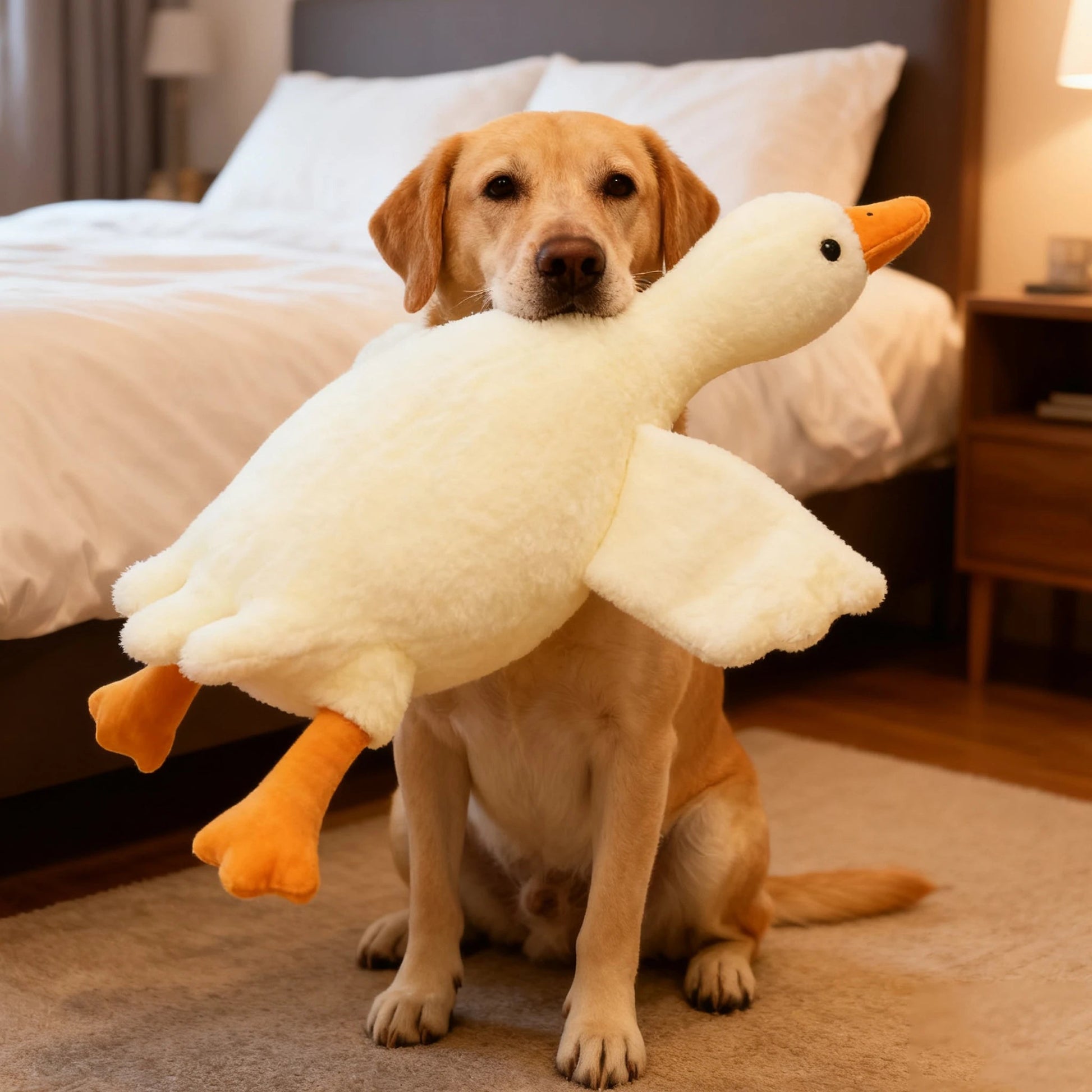 50cm Soft Goose Plush Toy for Cats Dogs Relax Pet Companion Anxiety - Relieving Dog Buddy Energy Release Gift for Pets - Deems
