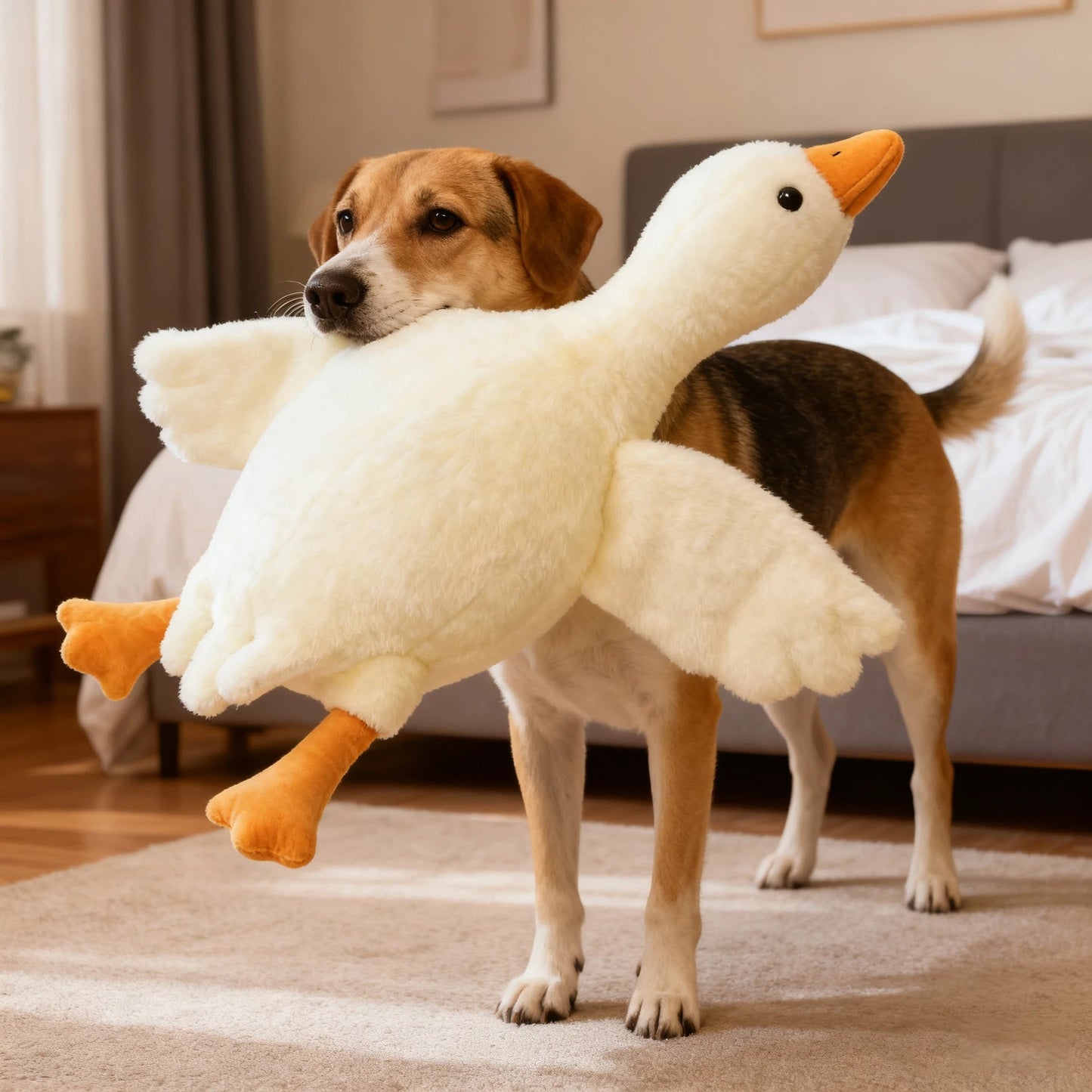 50cm Soft Goose Plush Toy for Cats Dogs Relax Pet Companion Anxiety - Relieving Dog Buddy Energy Release Gift for Pets - Deems