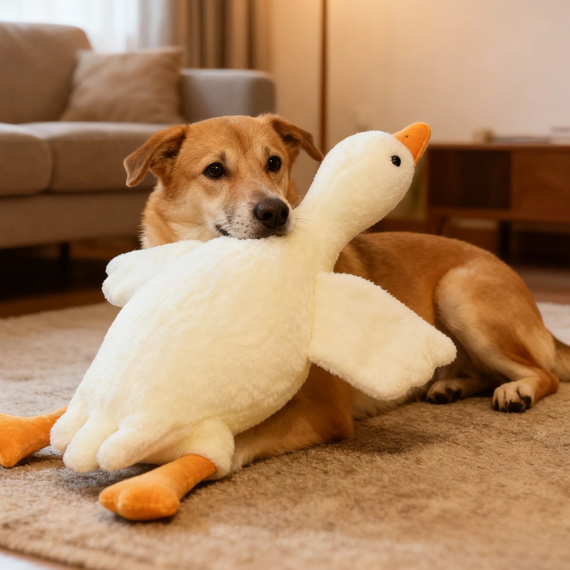 50cm Soft Goose Plush Toy for Cats Dogs Relax Pet Companion Anxiety - Relieving Dog Buddy Energy Release Gift for Pets - Deems