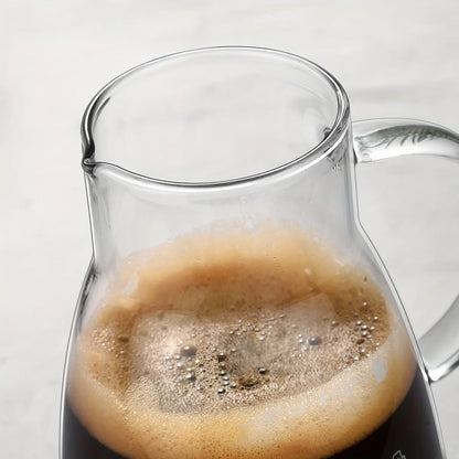 24oz Classic Glass Cold Brew Coffee Pitcher, Manual Pour-over Iced Coffee Maker, No-Electricity Glass Jug for Juice and Tea