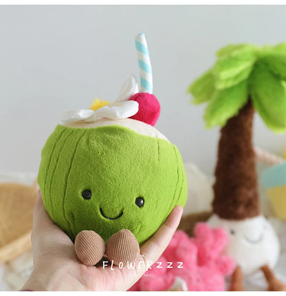 JELLYCAT Lemonade Coconut Plushies Very Soft Palm Tree Red Coral Plush Toy Cartoon Doll Home Decor Xmas Gifts Girl