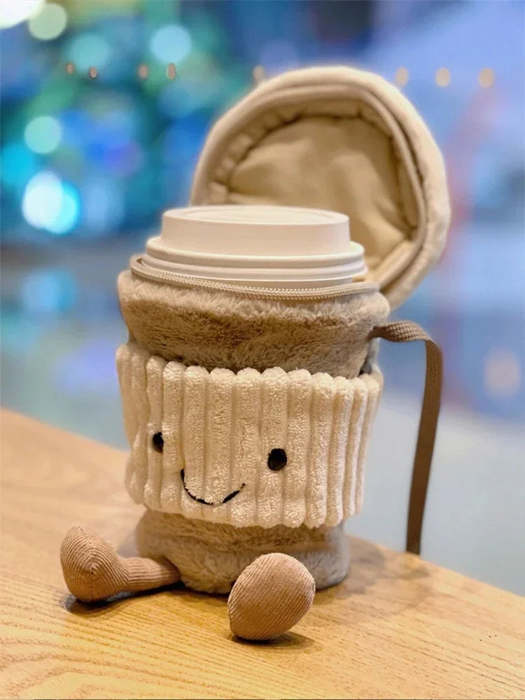 Replica Cartoon Coffee Milk Tea Bag Interesting Pendant Plush Toy Keychain Dolls Accompanying Cups Crossbody Plush Bags