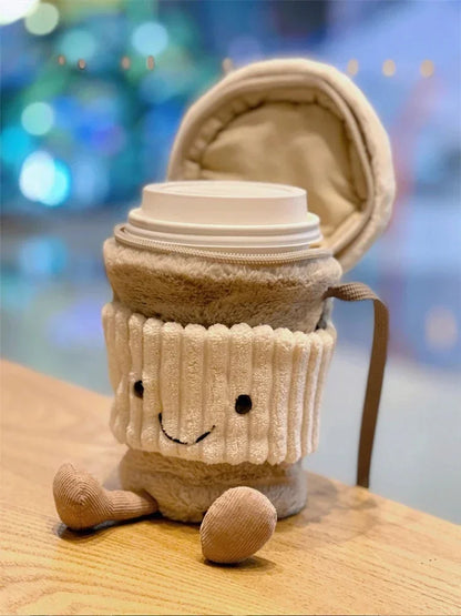 Replica Cartoon Coffee Milk Tea Bag Interesting Pendant Plush Toy Keychain Dolls Accompanying Cups Crossbody Plush Bags