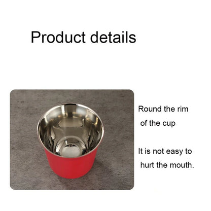 Summer New Simple Flat Bottom Cup Stainless Steel Double-layer Inner Tank Capsule Coffee Cup High-grade Solid Color Water Cup