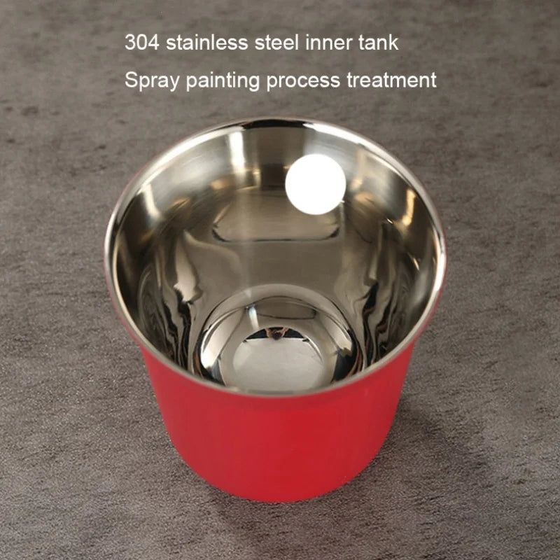 Summer New Simple Flat Bottom Cup Stainless Steel Double-layer Inner Tank Capsule Coffee Cup High-grade Solid Color Water Cup