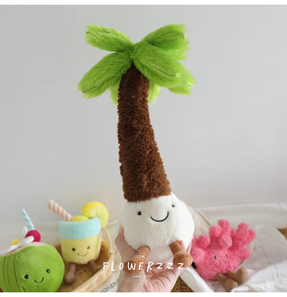 JELLYCAT Lemonade Coconut Plushies Very Soft Palm Tree Red Coral Plush Toy Cartoon Doll Home Decor Xmas Gifts Girl
