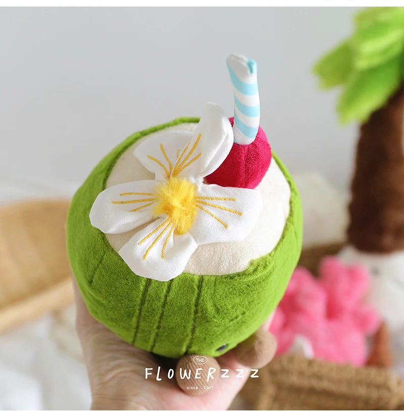 JELLYCAT Lemonade Coconut Plushies Very Soft Palm Tree Red Coral Plush Toy Cartoon Doll Home Decor Xmas Gifts Girl