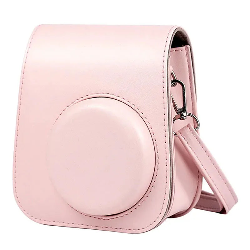 For Fujifilm Film Camera Bag for Instax Mini 11 9 8 Camera Case PU Leather Soft Silicone Cover Bag with Shoulder Strap