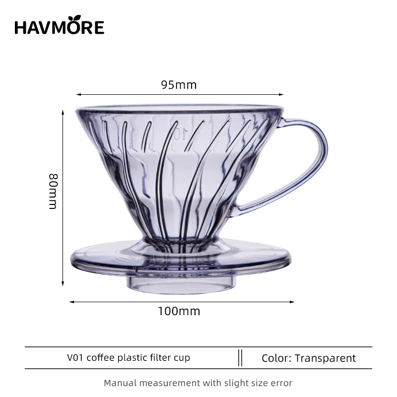 Reusable Coffee Dripper Resin Coffee Filter for Pour Over Barista Coffee Brewing Coffee Funnel Filter Cup1-2Cups/1-4Cups