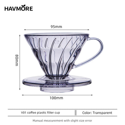 Reusable Coffee Dripper Resin Coffee Filter for Pour Over Barista Coffee Brewing Coffee Funnel Filter Cup1-2Cups/1-4Cups