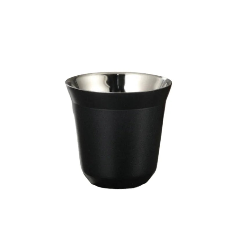 Summer New Simple Flat Bottom Cup Stainless Steel Double-layer Inner Tank Capsule Coffee Cup High-grade Solid Color Water Cup