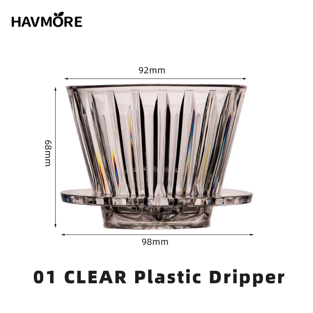 Reusable Coffee Dripper Resin Coffee Filter for Pour Over Barista Coffee Brewing Coffee Funnel Filter Cup1-2Cups/1-4Cups