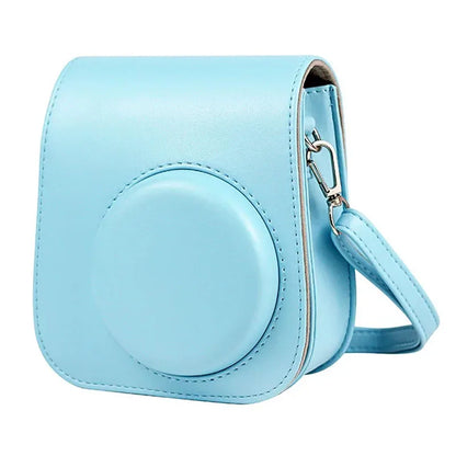 For Fujifilm Film Camera Bag for Instax Mini 11 9 8 Camera Case PU Leather Soft Silicone Cover Bag with Shoulder Strap