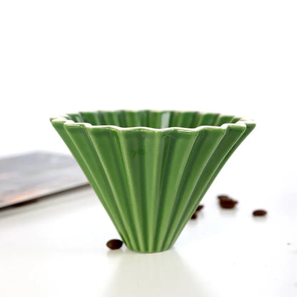 Ceramic Coffee Dripper Pour Over Coffee Maker Handmade Origami Coffee Filter Cup Flower Shape Funnel Drip Cafe Cake Cup Home