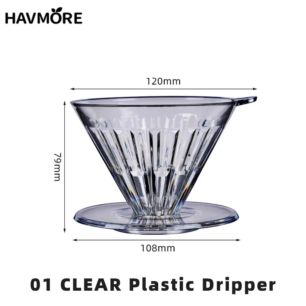 Reusable Coffee Dripper Resin Coffee Filter for Pour Over Barista Coffee Brewing Coffee Funnel Filter Cup1-2Cups/1-4Cups