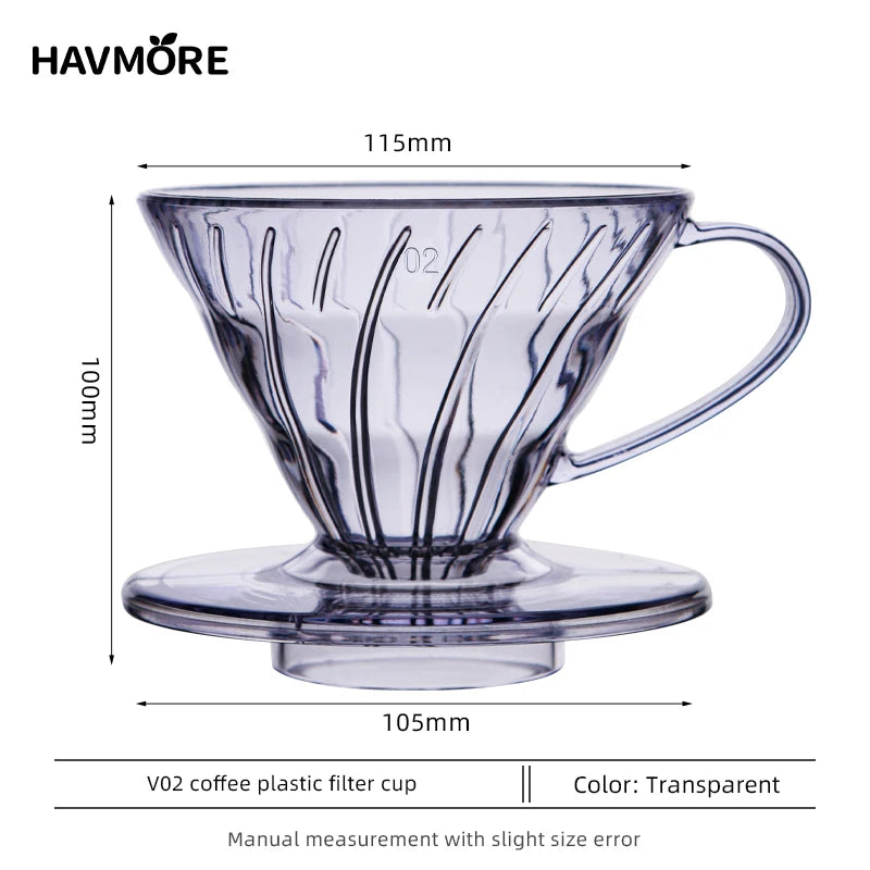 Reusable Coffee Dripper Resin Coffee Filter for Pour Over Barista Coffee Brewing Coffee Funnel Filter Cup1-2Cups/1-4Cups