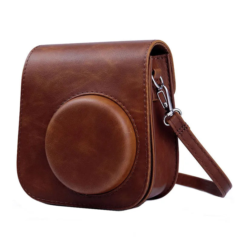 For Fujifilm Film Camera Bag for Instax Mini 11 9 8 Camera Case PU Leather Soft Silicone Cover Bag with Shoulder Strap