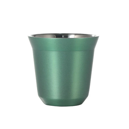 Summer New Simple Flat Bottom Cup Stainless Steel Double-layer Inner Tank Capsule Coffee Cup High-grade Solid Color Water Cup