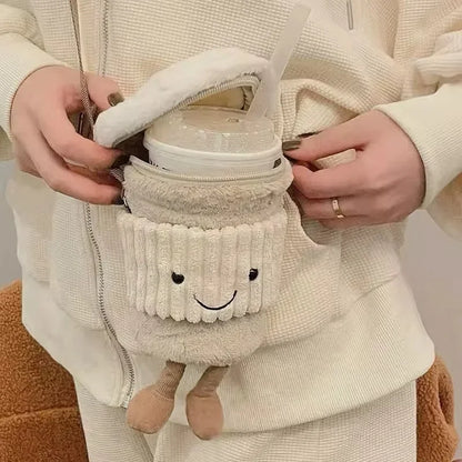 Replica Cartoon Coffee Milk Tea Bag Interesting Pendant Plush Toy Keychain Dolls Accompanying Cups Crossbody Plush Bags