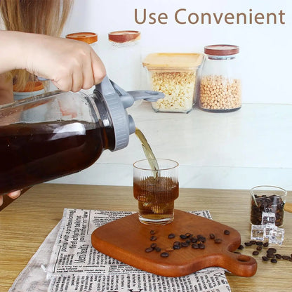 Glass Mason Jar Pitcher with Lid Wide Mouth,32/64oz Cold Brew Coffee Pot Water Bottle Iced Tea Dispenser,Beverage Glass Bottle