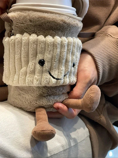 Replica Cartoon Coffee Milk Tea Bag Interesting Pendant Plush Toy Keychain Dolls Accompanying Cups Crossbody Plush Bags