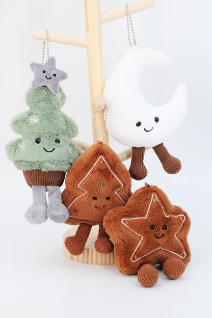 Funny Christmas Tree Plush Toys Cute Cartoon Gingerbread Dolls Soft Star Moon Shape Stuffed for Kids Festival Decor Party Gift