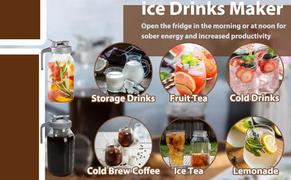 Glass Mason Jar Pitcher with Lid Wide Mouth,32/64oz Cold Brew Coffee Pot Water Bottle Iced Tea Dispenser,Beverage Glass Bottle