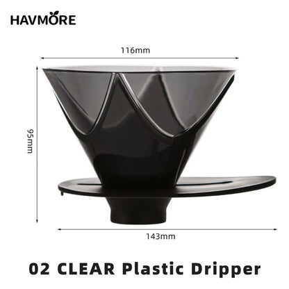Reusable Coffee Dripper Resin Coffee Filter for Pour Over Barista Coffee Brewing Coffee Funnel Filter Cup1-2Cups/1-4Cups