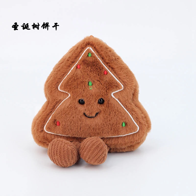 Funny Christmas Tree Plush Toys Cute Cartoon Gingerbread Dolls Soft Star Moon Shape Stuffed for Kids Festival Decor Party Gift