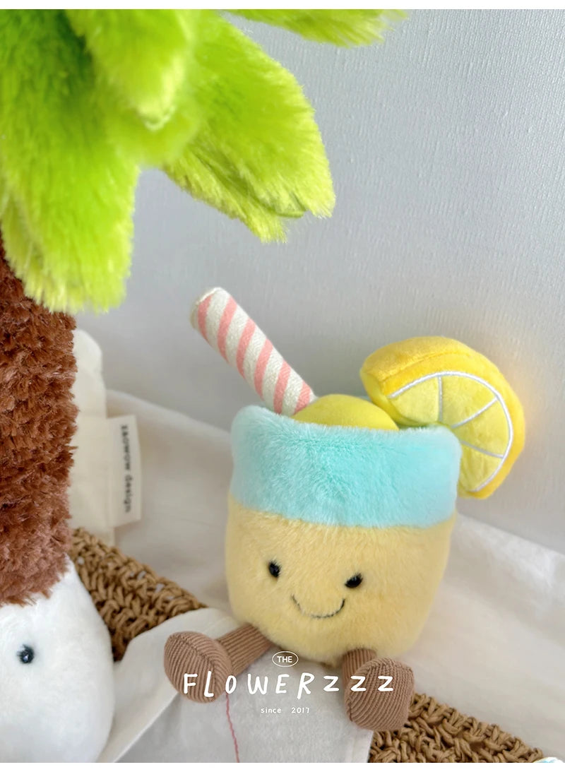 JELLYCAT Lemonade Coconut Plushies Very Soft Palm Tree Red Coral Plush Toy Cartoon Doll Home Decor Xmas Gifts Girl