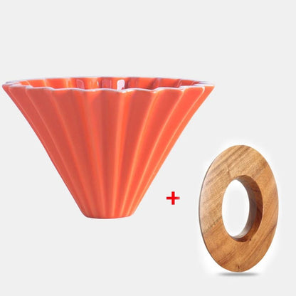 Ceramic Coffee Dripper Pour Over Coffee Maker Handmade Origami Coffee Filter Cup Flower Shape Funnel Drip Cafe Cake Cup Home - Deems
