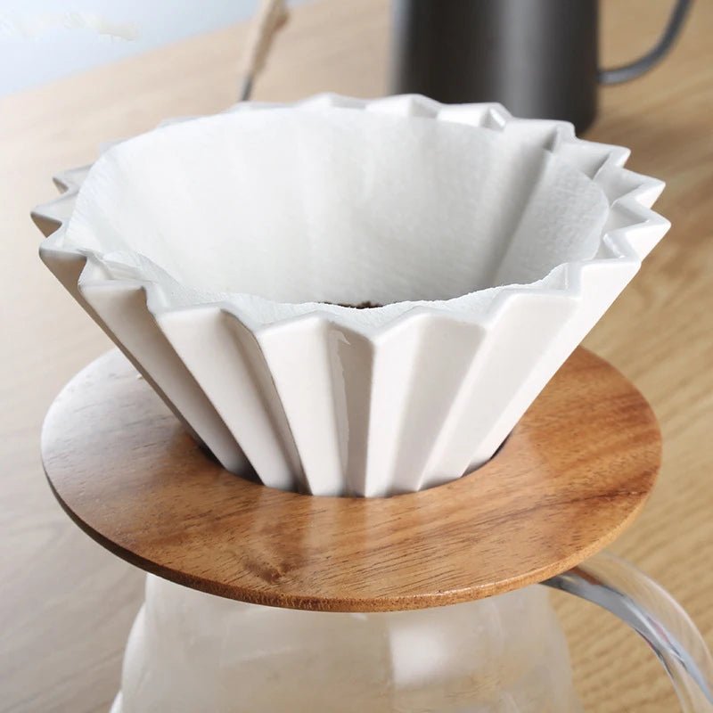 Ceramic Coffee Dripper Pour Over Coffee Maker Handmade Origami Coffee Filter Cup Flower Shape Funnel Drip Cafe Cake Cup Home - Deems