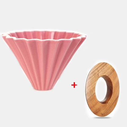 Ceramic Coffee Dripper Pour Over Coffee Maker Handmade Origami Coffee Filter Cup Flower Shape Funnel Drip Cafe Cake Cup Home - Deems