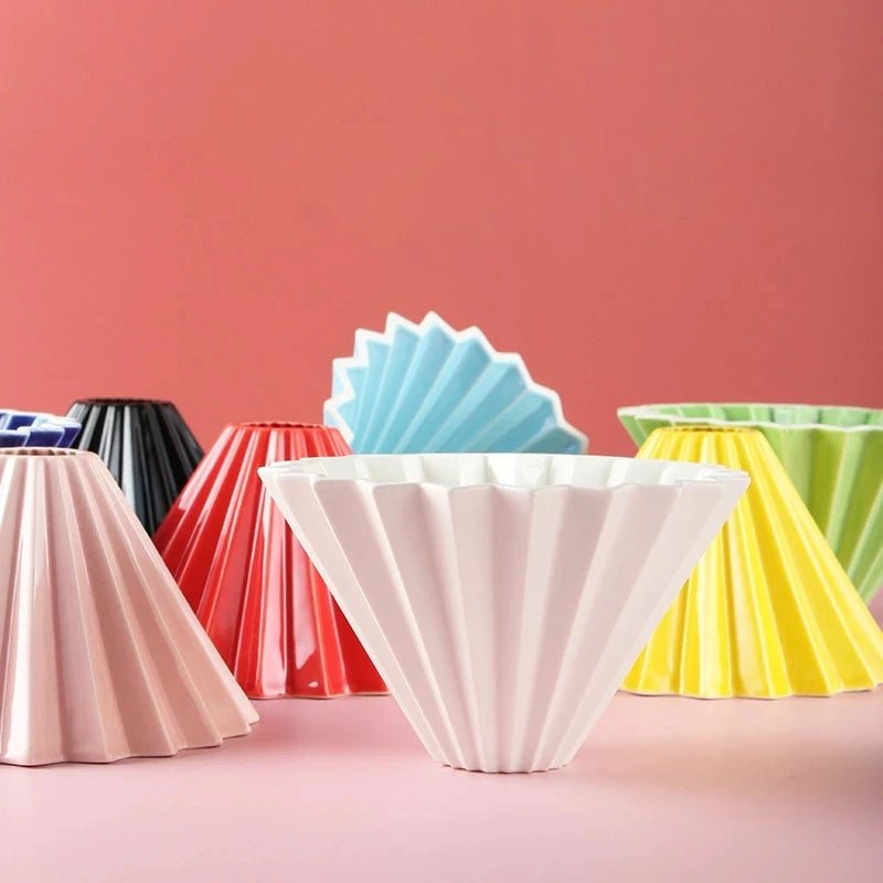 Ceramic Coffee Dripper Pour Over Coffee Maker Handmade Origami Coffee Filter Cup Flower Shape Funnel Drip Cafe Cake Cup Home - Deems