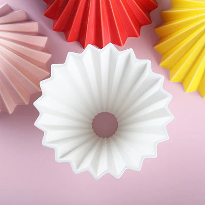 Ceramic Coffee Dripper Pour Over Coffee Maker Handmade Origami Coffee Filter Cup Flower Shape Funnel Drip Cafe Cake Cup Home - Deems