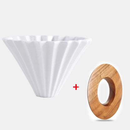 Ceramic Coffee Dripper Pour Over Coffee Maker Handmade Origami Coffee Filter Cup Flower Shape Funnel Drip Cafe Cake Cup Home - Deems