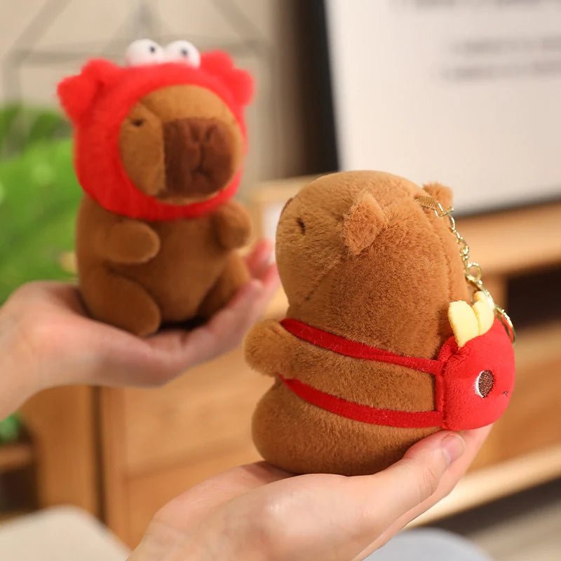 Cute Capybara Plush Toy with Hat Simulation Capybara Cosplay Crab Rabbit Cat Doll Small Size Stuffed Animals Bag Pendant Gift - Deems