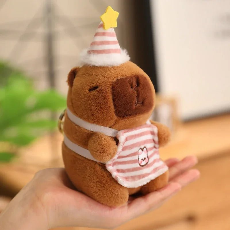 Cute Capybara Plush Toy with Hat Simulation Capybara Cosplay Crab Rabbit Cat Doll Small Size Stuffed Animals Bag Pendant Gift - Deems