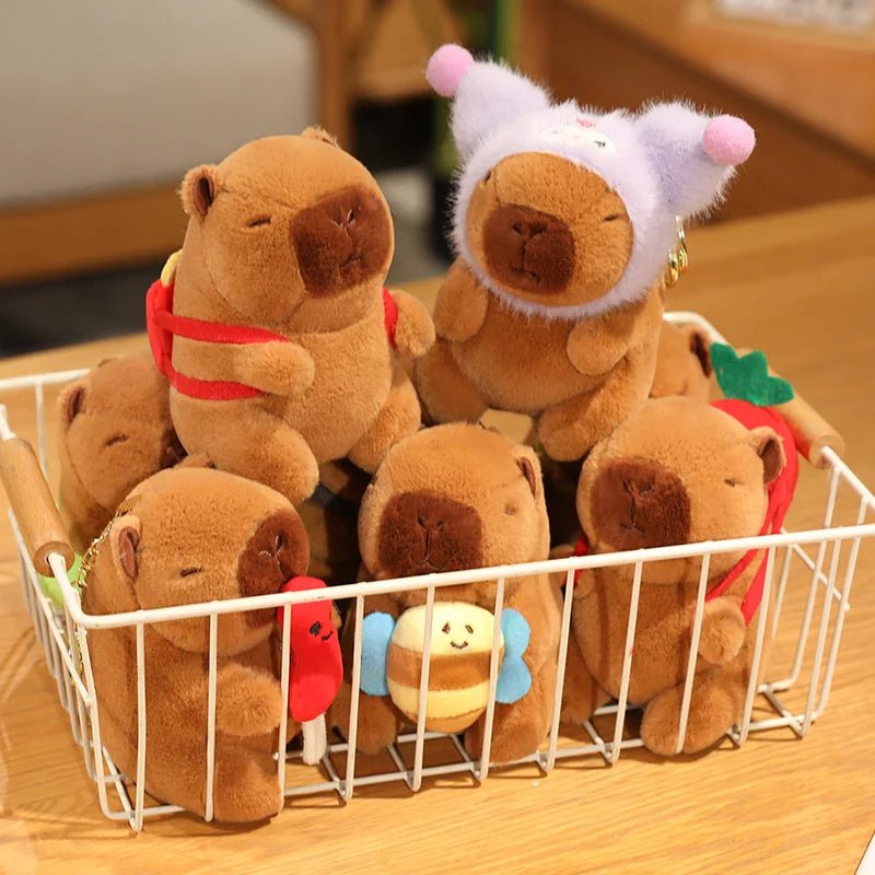 Cute Capybara Plush Toy with Hat Simulation Capybara Cosplay Crab Rabbit Cat Doll Small Size Stuffed Animals Bag Pendant Gift - Deems