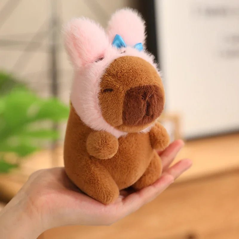 Cute Capybara Plush Toy with Hat Simulation Capybara Cosplay Crab Rabbit Cat Doll Small Size Stuffed Animals Bag Pendant Gift - Deems