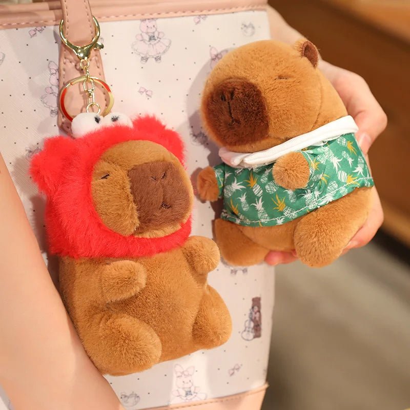Cute Capybara Plush Toy with Hat Simulation Capybara Cosplay Crab Rabbit Cat Doll Small Size Stuffed Animals Bag Pendant Gift - Deems
